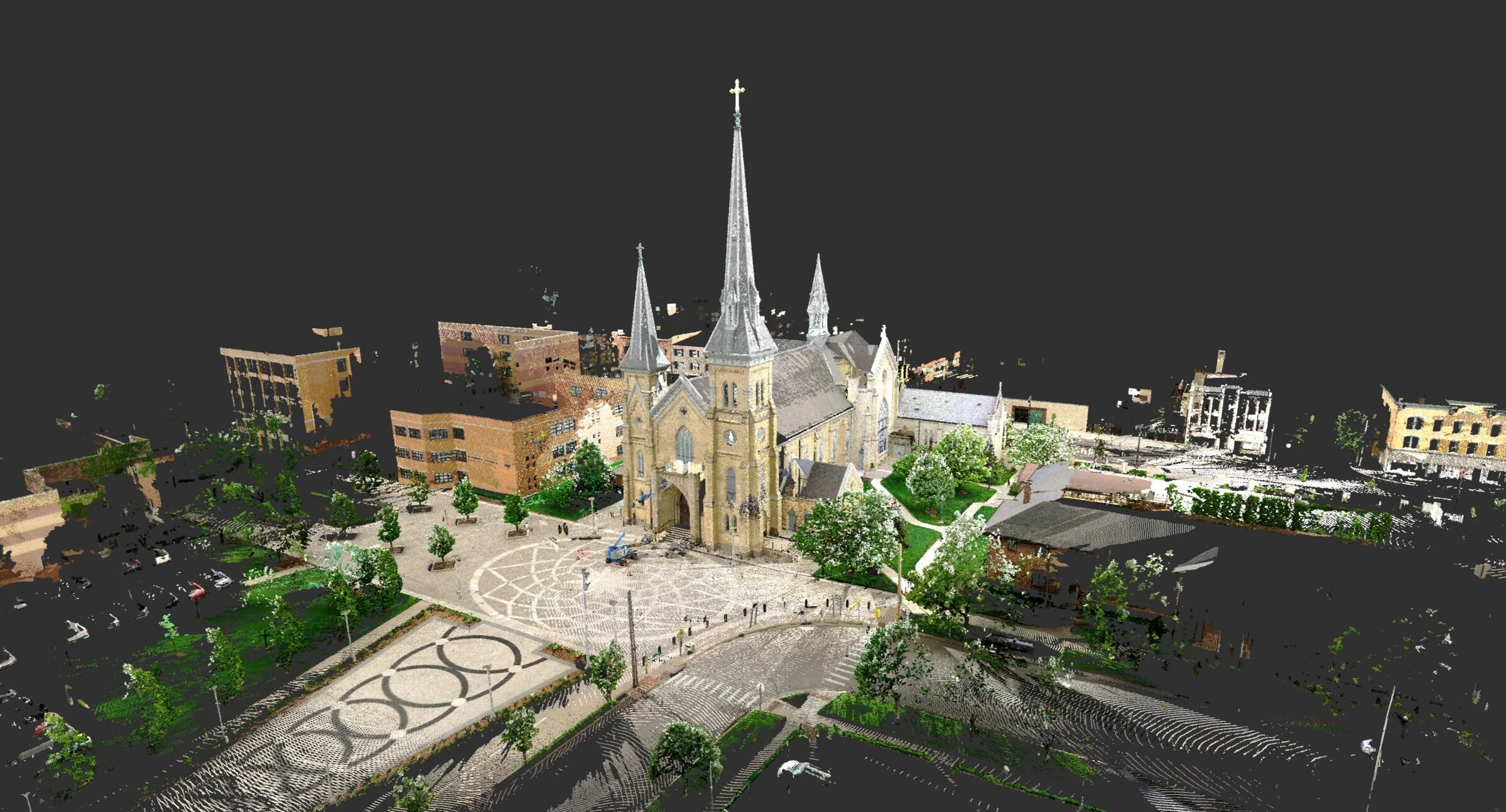 Colorized point cloud data captured during a 720 Scanning project